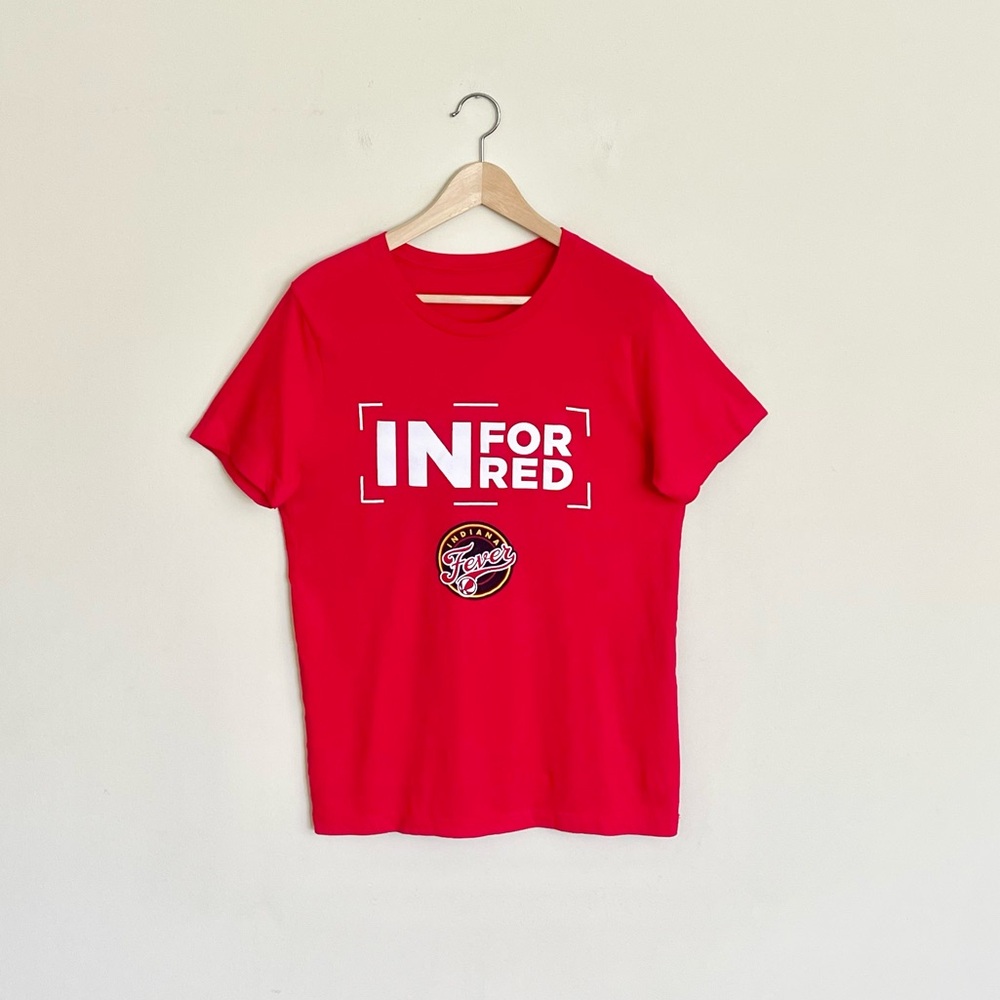 NEW WNBA Indiana Fever “In For Red” 2024 Graphic Red Promo T Shirt Adult Medium